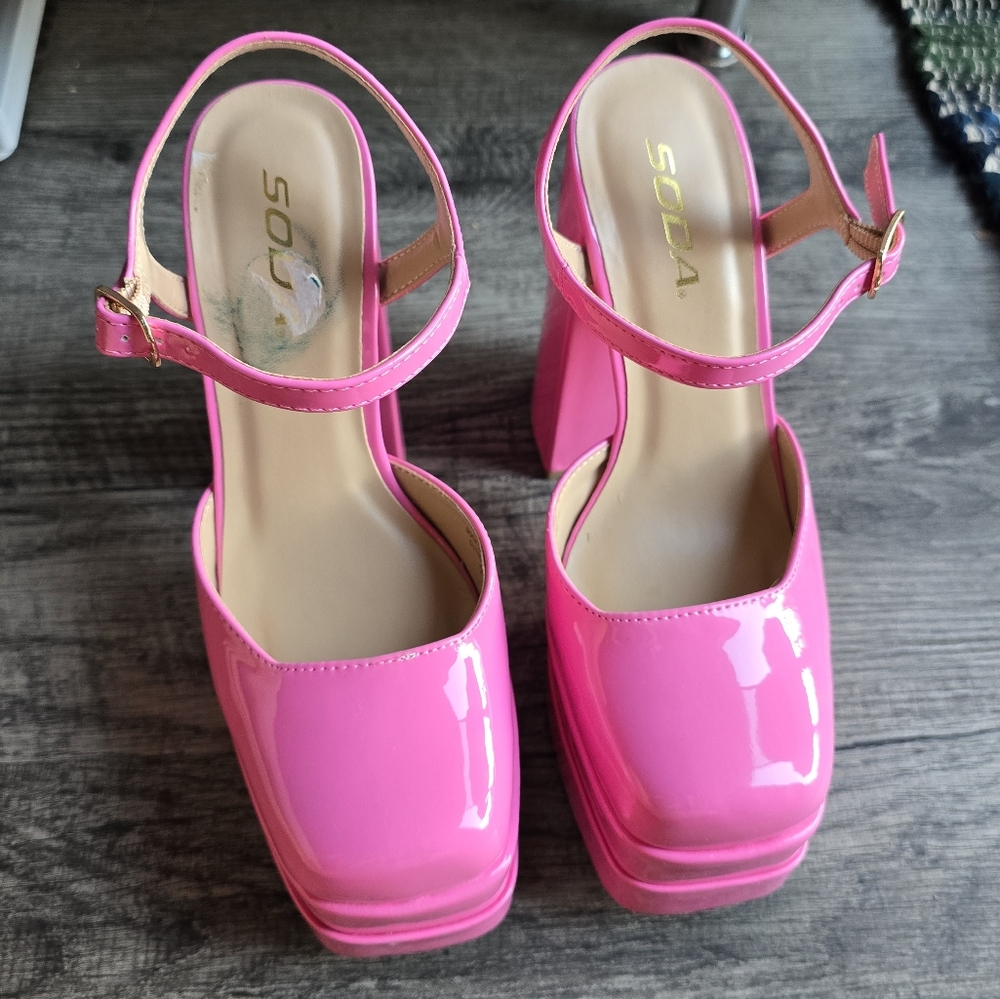 Soda Barbie Pink Chunky Platform Heels